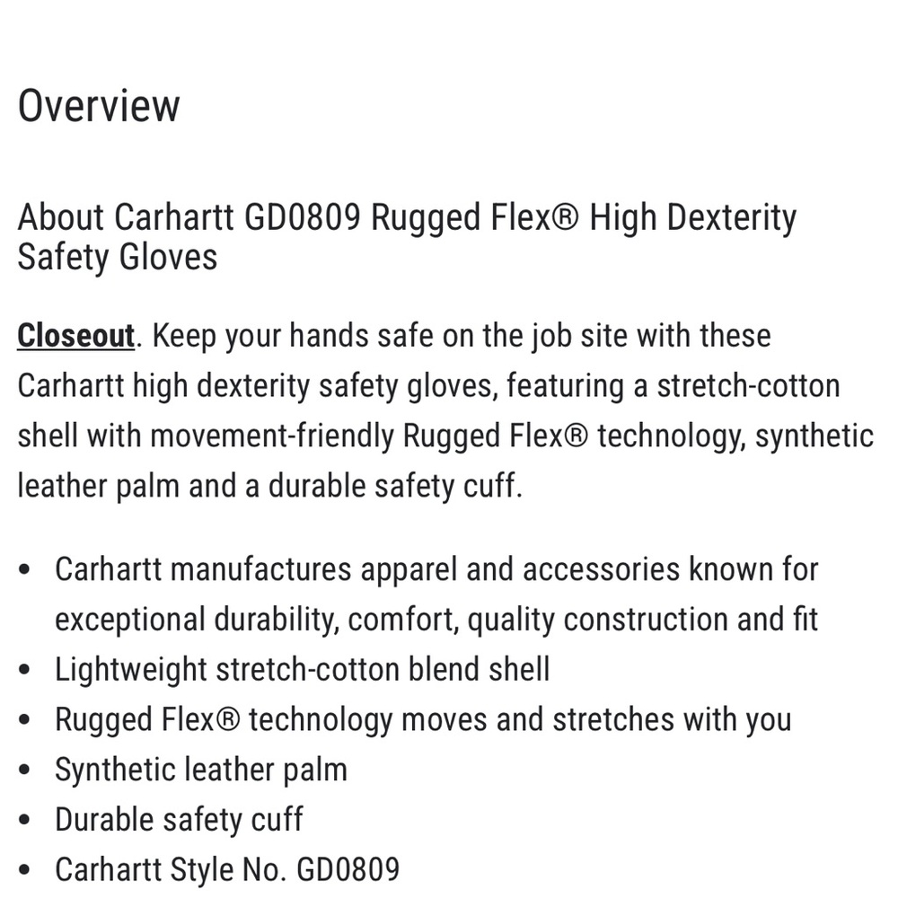 Carhartt Rugged Flex Safety Gloves in Brown and Black - Picture 3 of 3